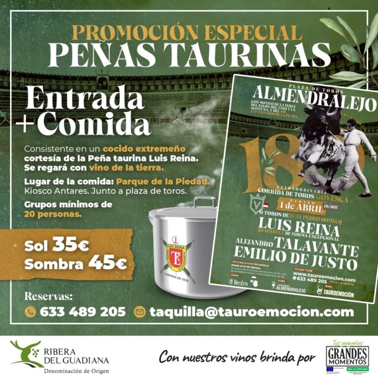 Tauroemoción lance des packs pour les clubs et associations pour le cartelazo du 1er avril à Almendralejo