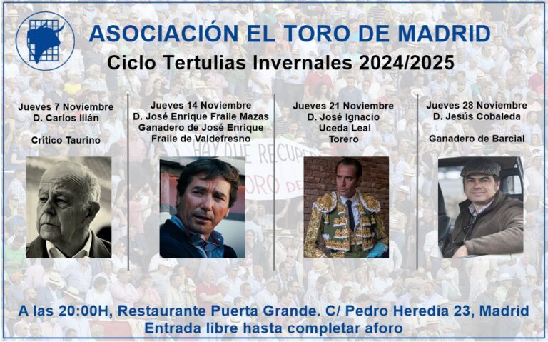 Uceda Leal, José Enrique Fraile, Barcial et Carlos Ilián, dans le premier cycle de rencontres de l'Association El Toro de Madrid