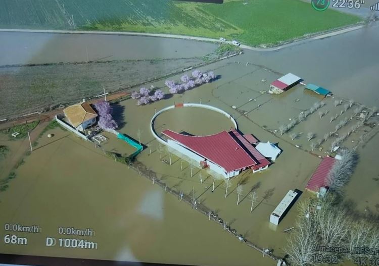 La ferme «El Lucero», inondé par le débordement de la rivière Tajo