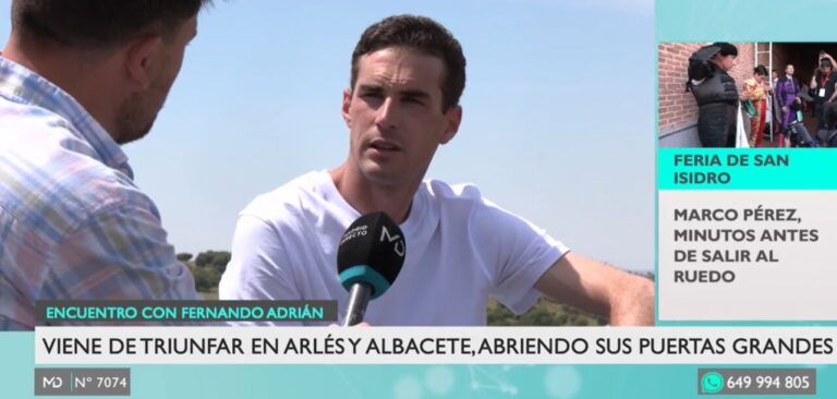 Fernando Adrián balaie le public sur le site Web de Telemadrid