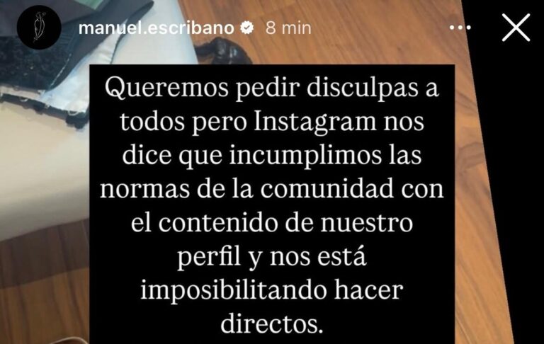 Instagram censures directement de Manuel Escribano dans les instants avant de se battre dans l'enseignant