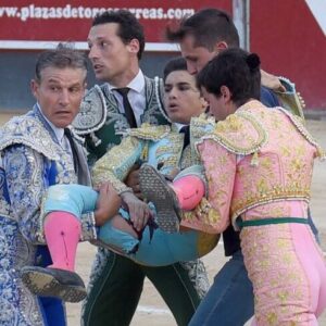 Jesús Romero, « encorné à la cuisse droite qui brise le fascia et le ravisseur interne jusqu'au fémur de 30 cm »